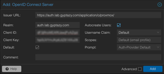 Proxmox OIDC Source