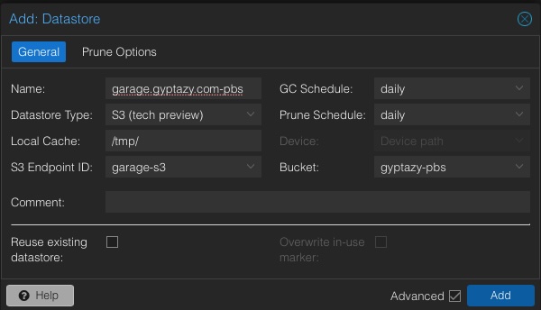 Proxmox Backup Server 4 using self-hosted S3 storage with Garage as a S3 datastore