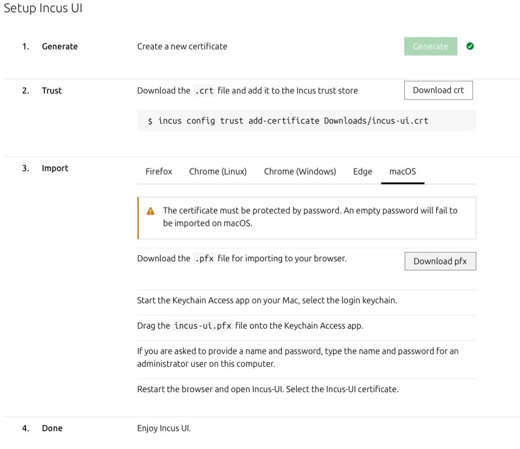 Incus Certificate Download