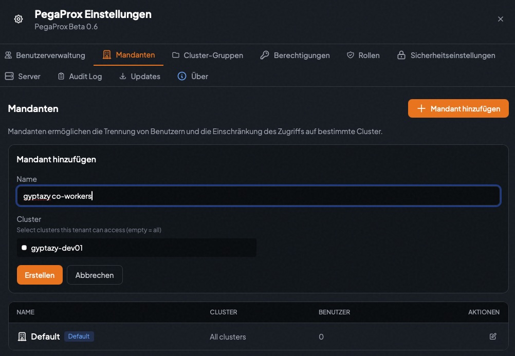 PegaProx Tenancy Support